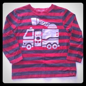 Jumping Beans Kids Red Striped Truck Long Sleeve